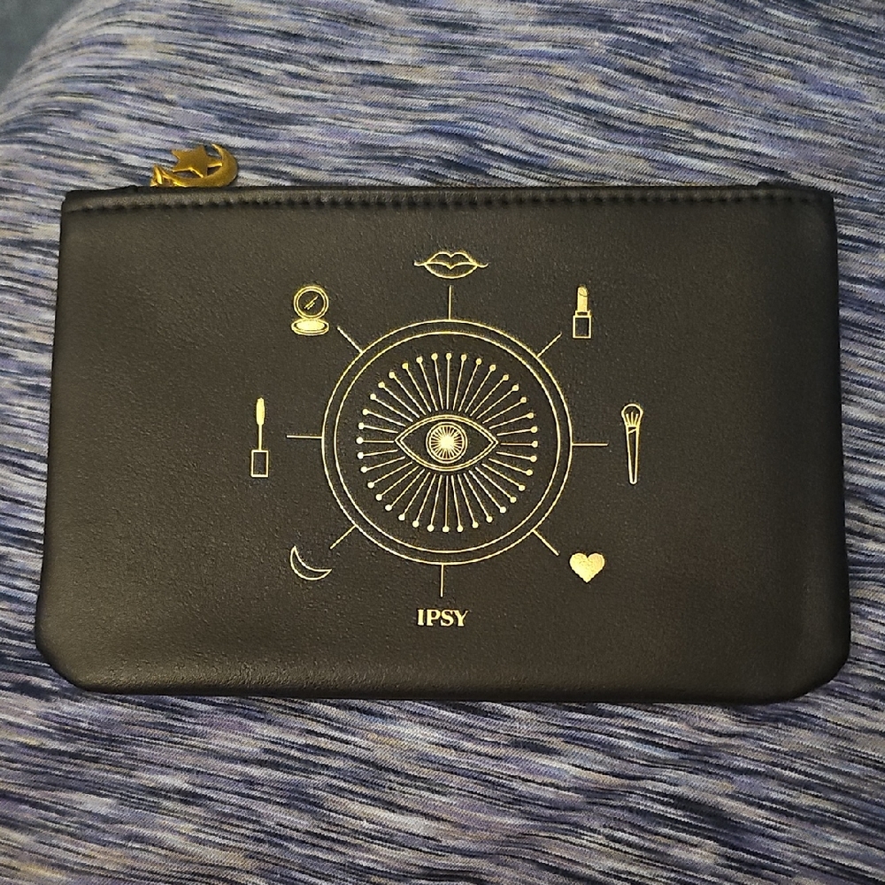 Ipsy Black Pouch with Gold Eye Design